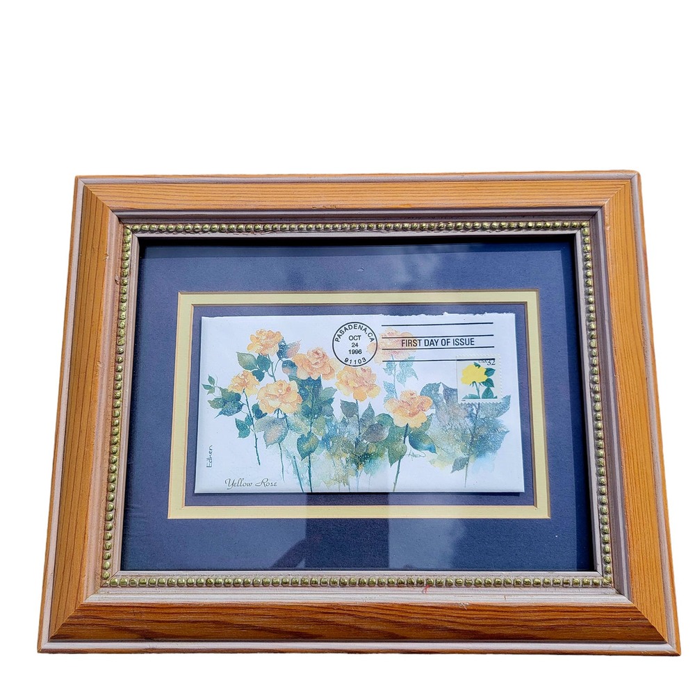 First Day of Issue Pasadena California October 1996 Yellow‎ Rose Framed